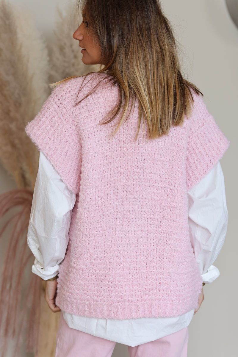 Pink 2024 sleeveless cardigan