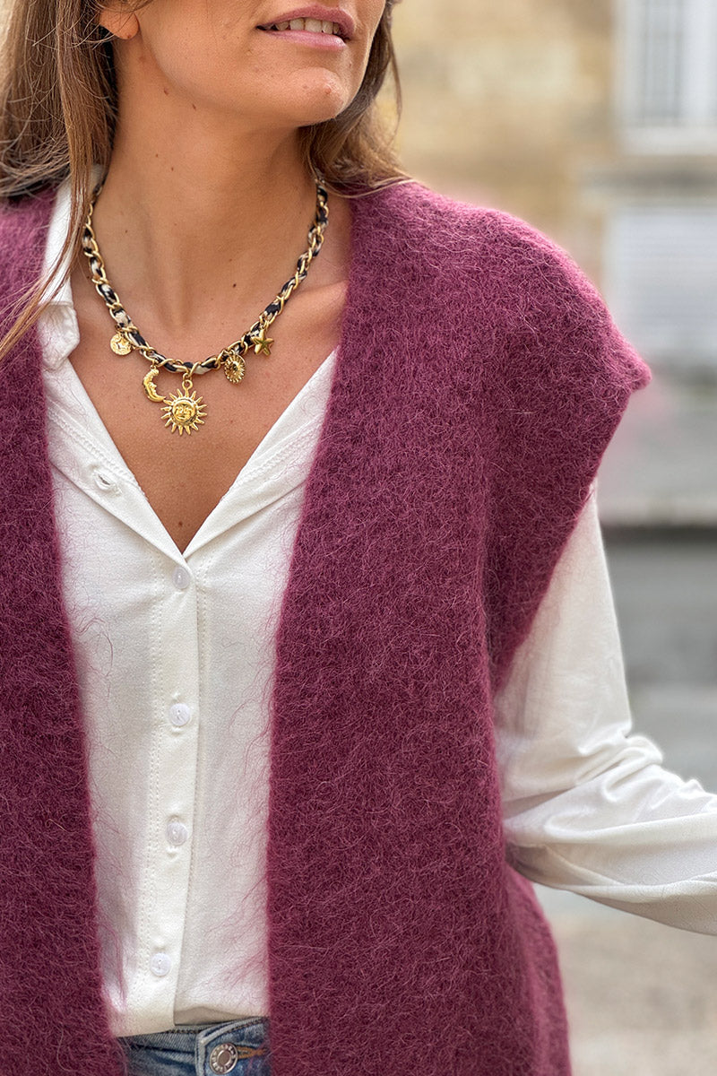 Burgundy Slouchy Mohair Knit Vest