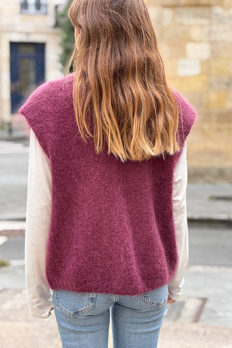 Burgundy Slouchy Mohair Knit Vest