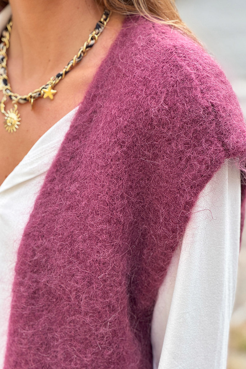 Burgundy Slouchy Mohair Knit Vest