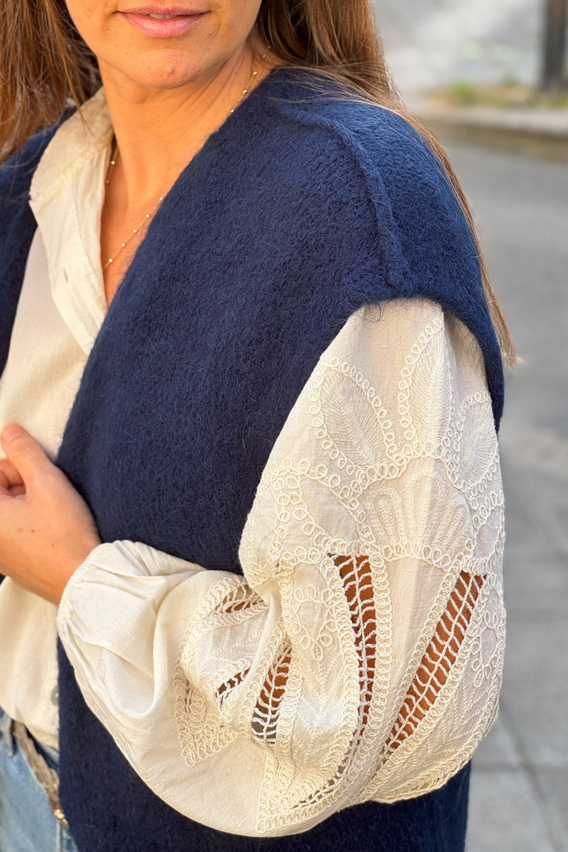 Navy Blue Mohair Sweater Vest