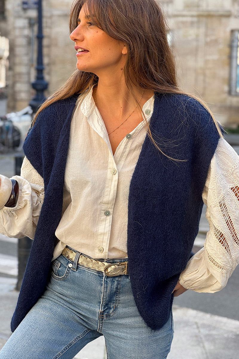 Navy Blue Mohair Sweater Vest