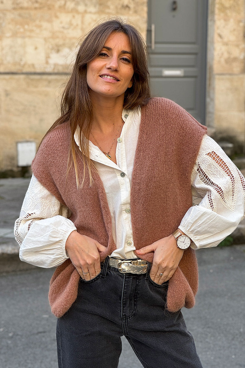 Light Brown Mohair Sweater Vest