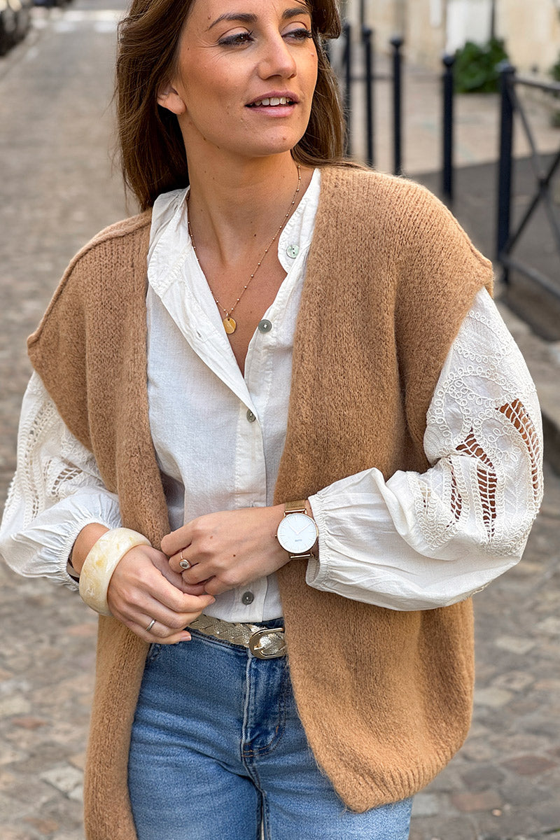 Camel Mohair Sweater Vest