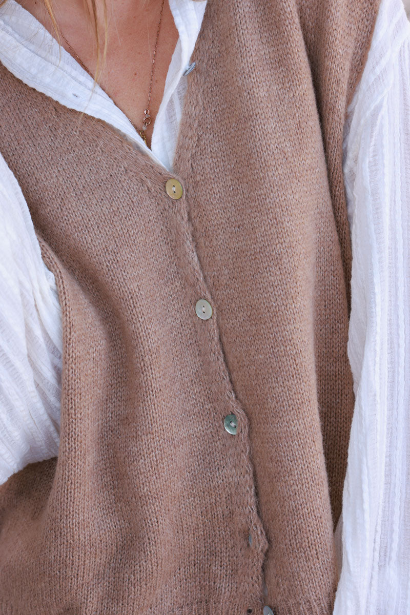 Camel Soft Knit Wool Blend Vest