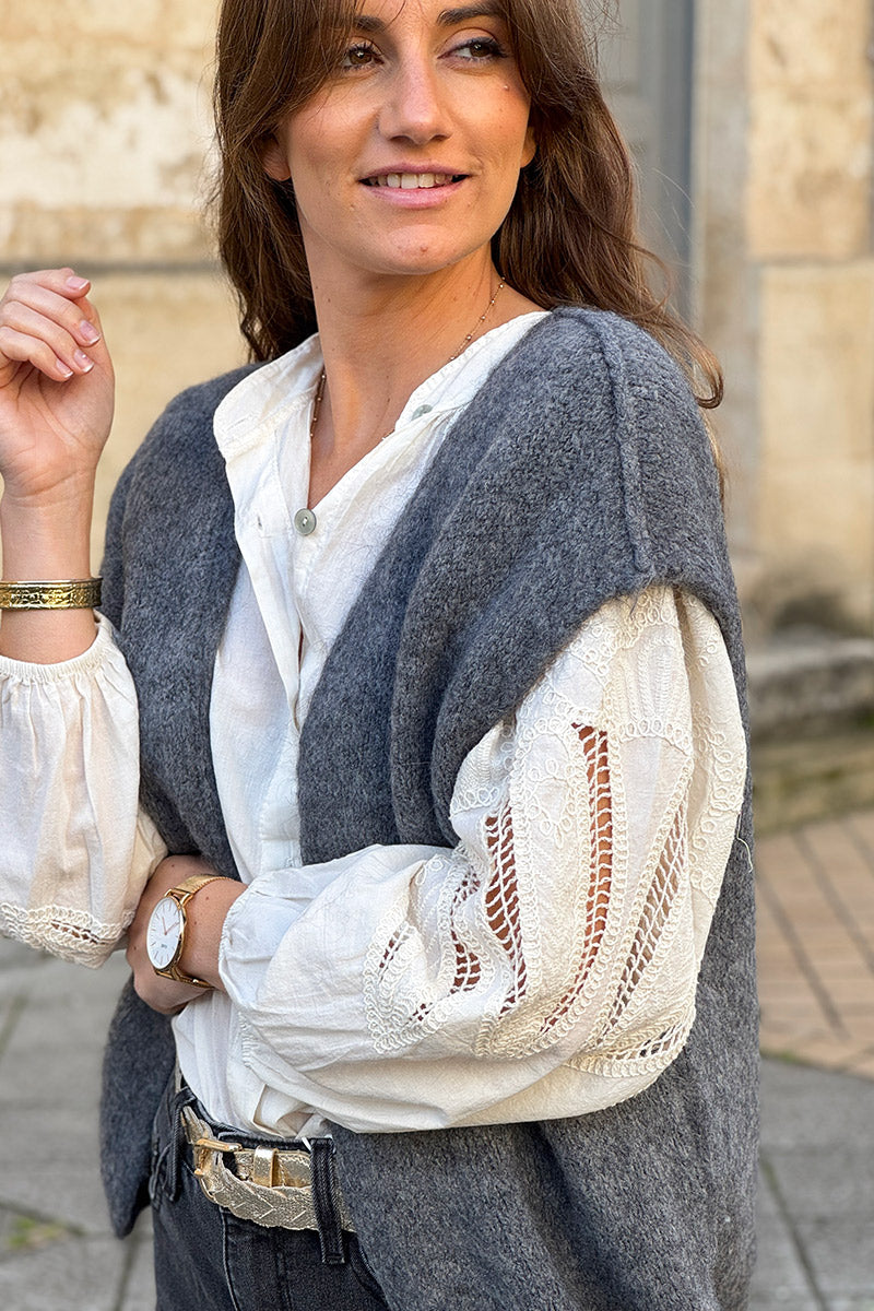 Gray Mohair Sweater Vest