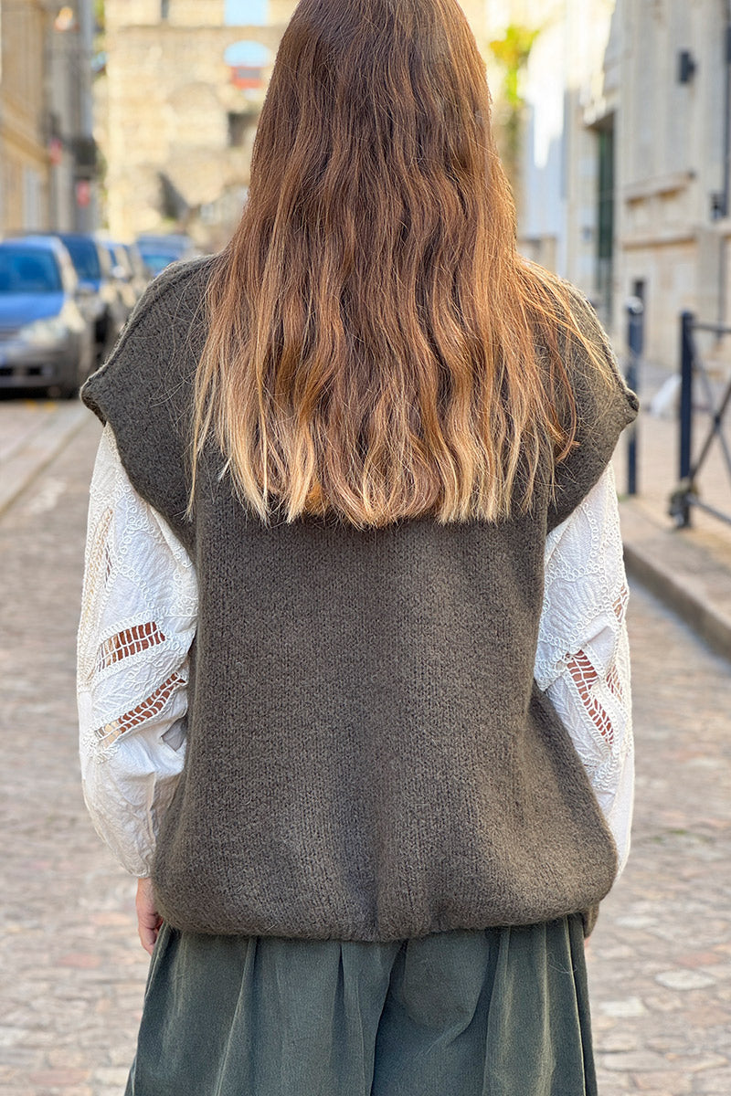 Olive Mohair Sweater Vest