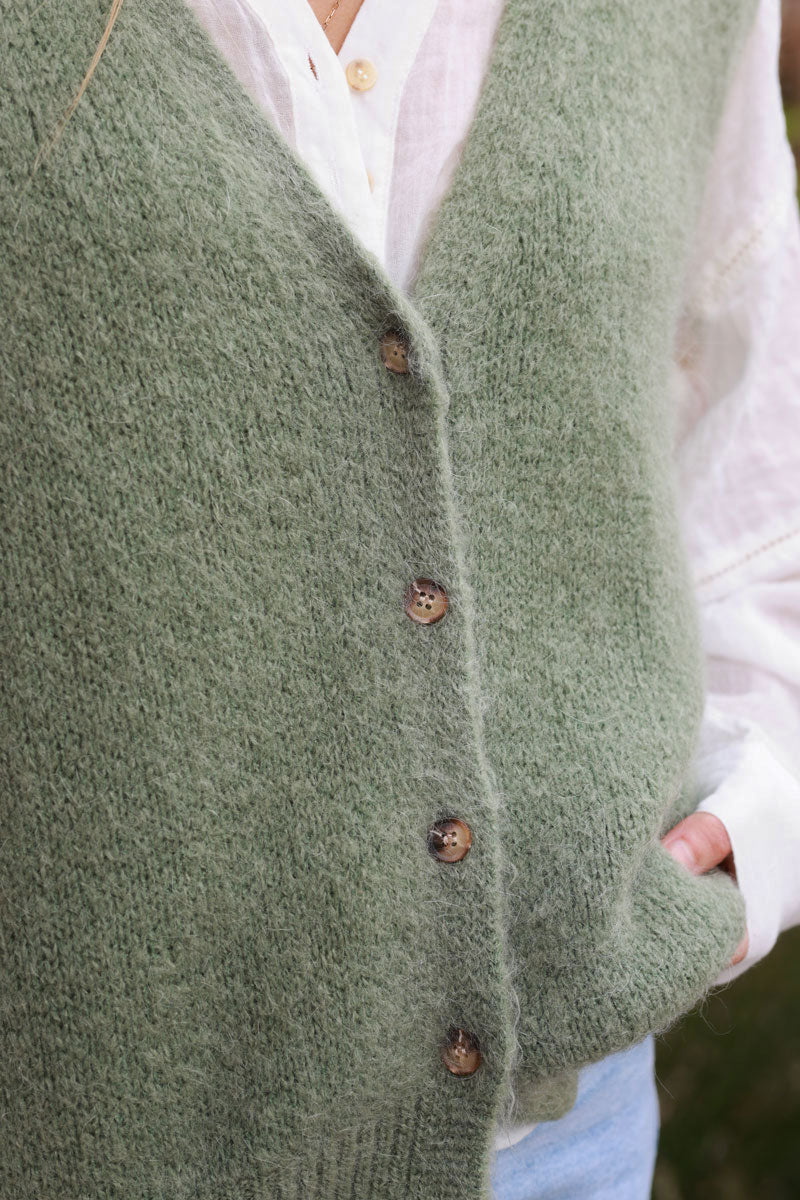 Olive Soft Knit Wool Blend Vest