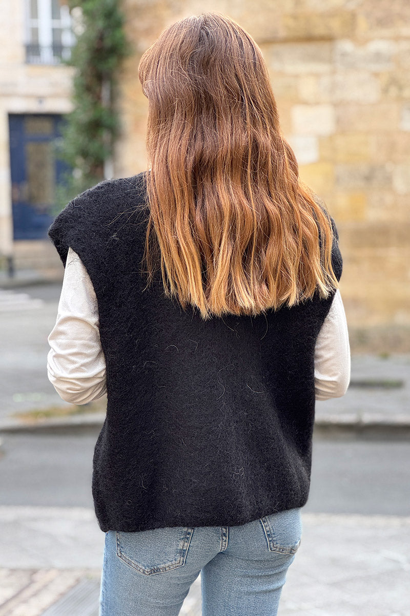 Black Slouchy Mohair Knit Vest