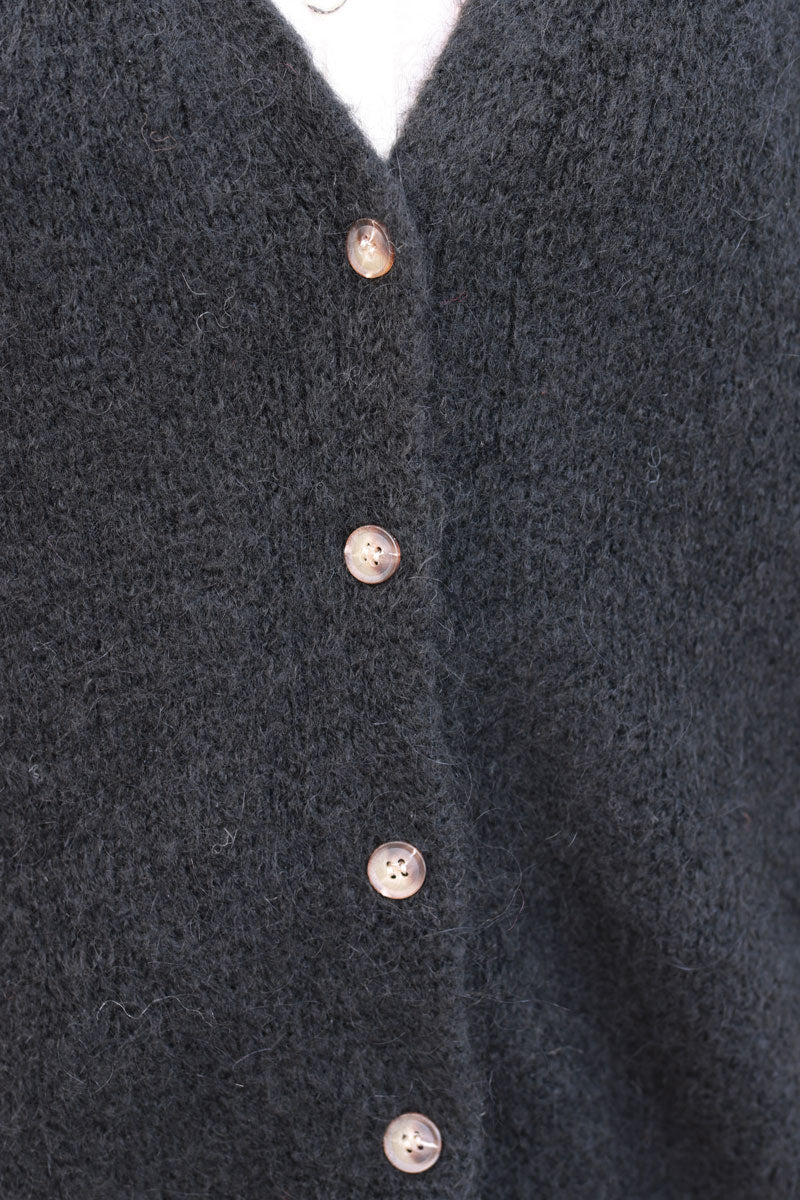 Black Soft Knit Wool Blend Vest