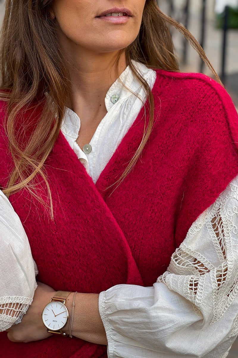 Red Mohair Sweater Vest
