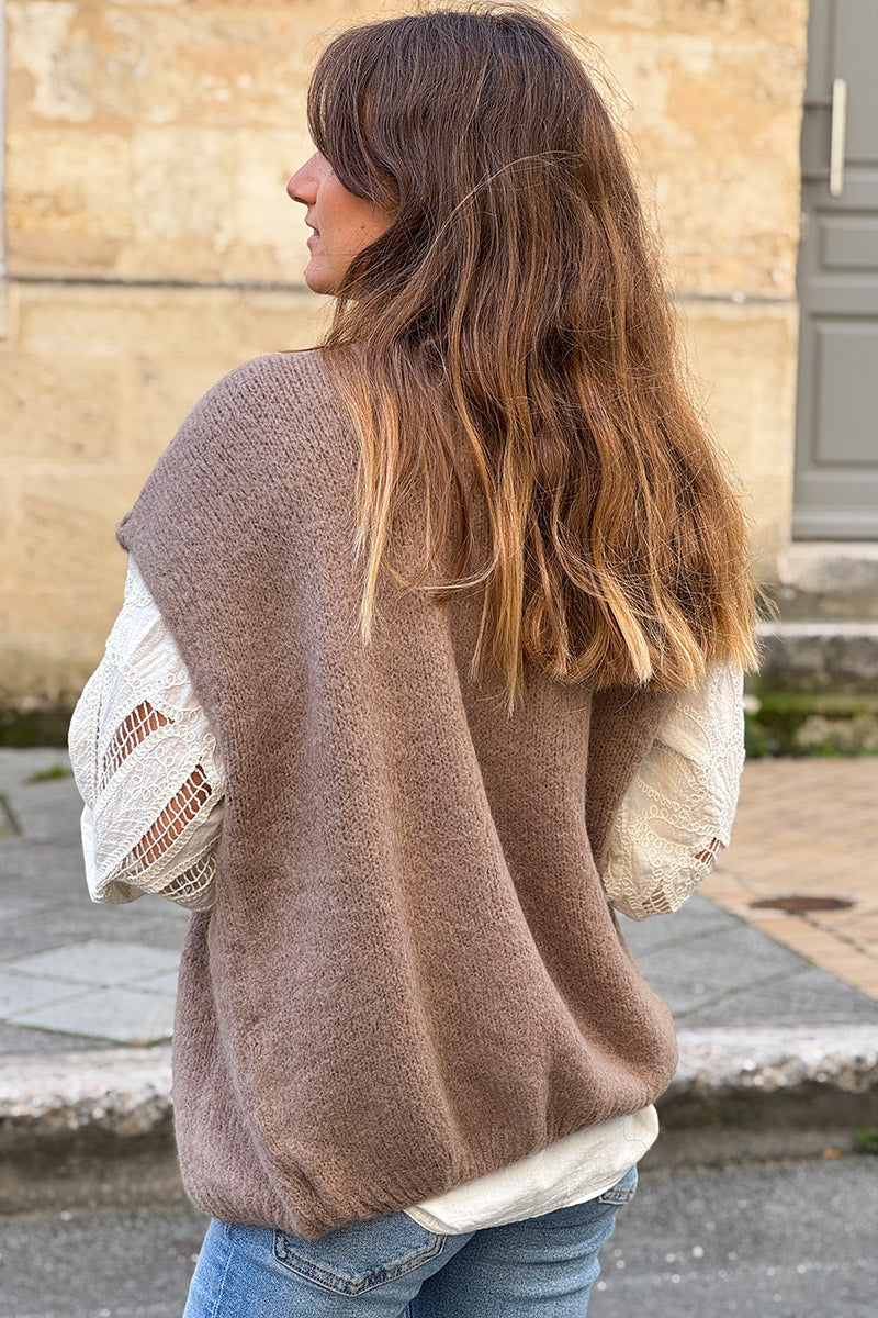 Taupe Mohair Sweater Vest