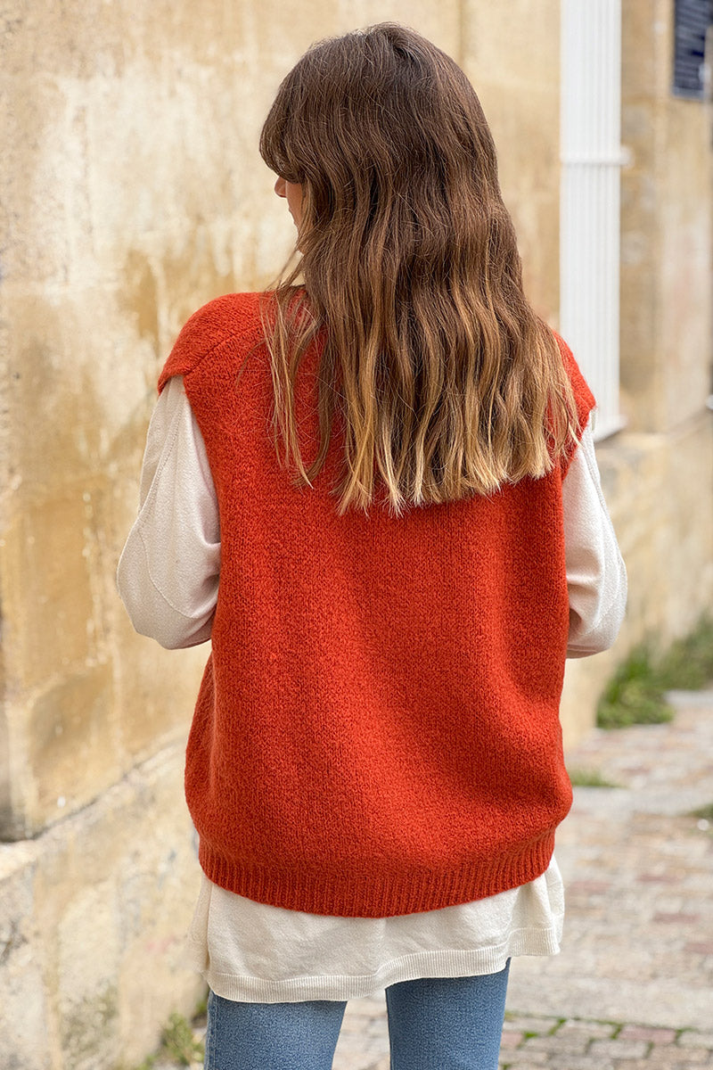 Terracotta Soft Knit Wool Blend Vest