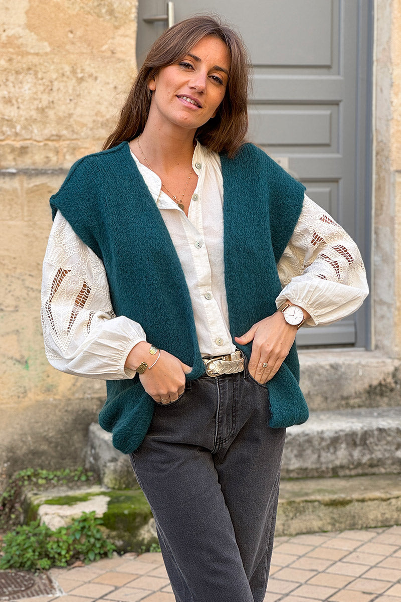 Teal Mohair Sweater Vest