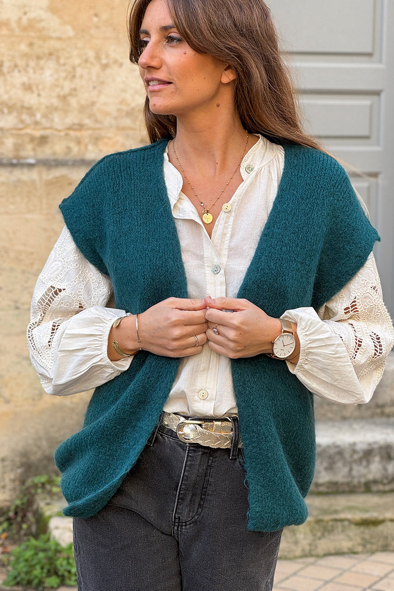 Teal Mohair Sweater Vest