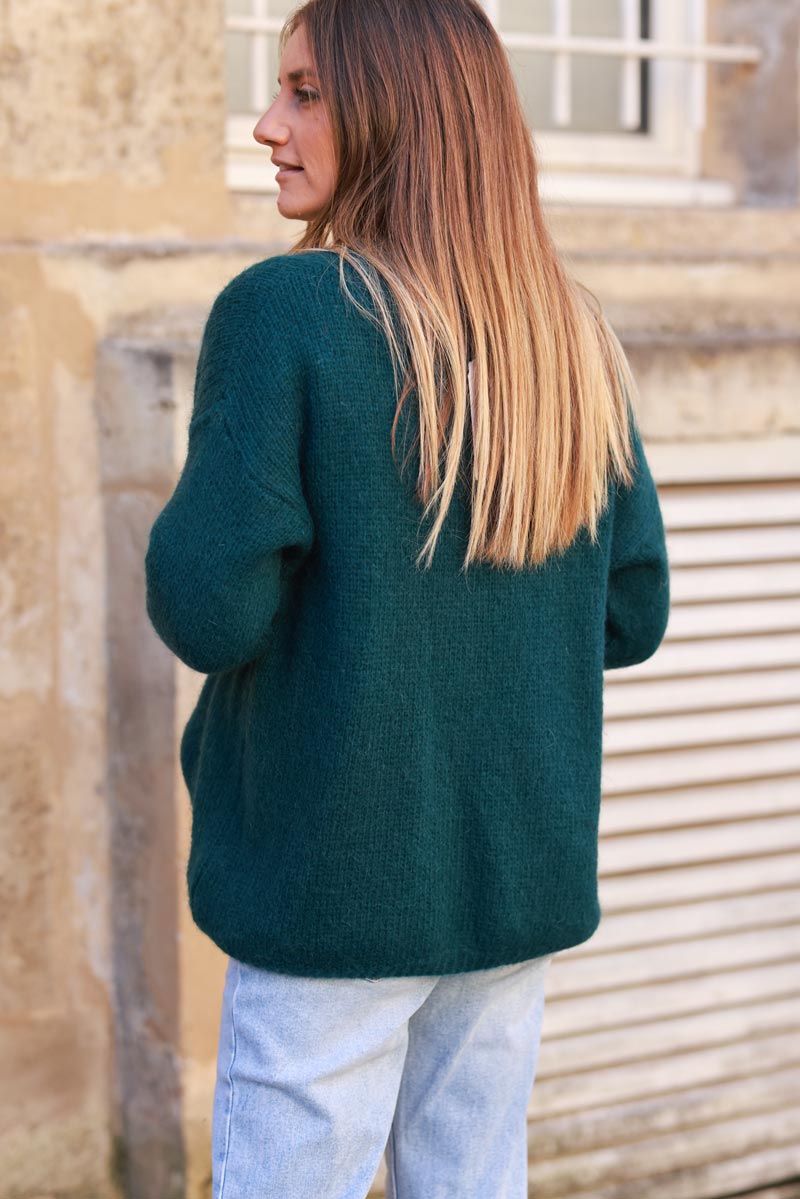 Peacock green Mohair Blend Cardigan