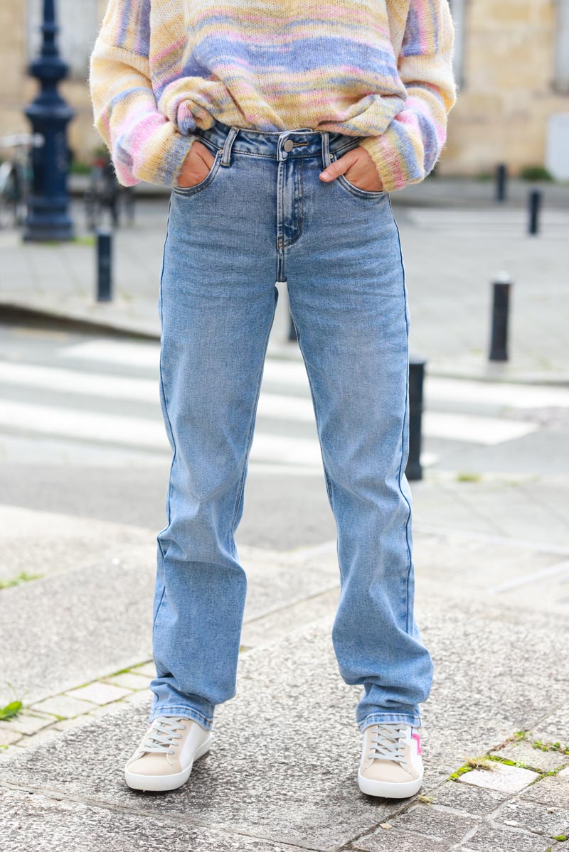 Light Washed Straight-Leg Jeans