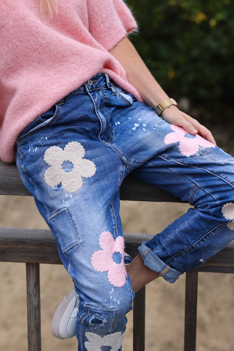 Embroidered boyfriend sale jeans