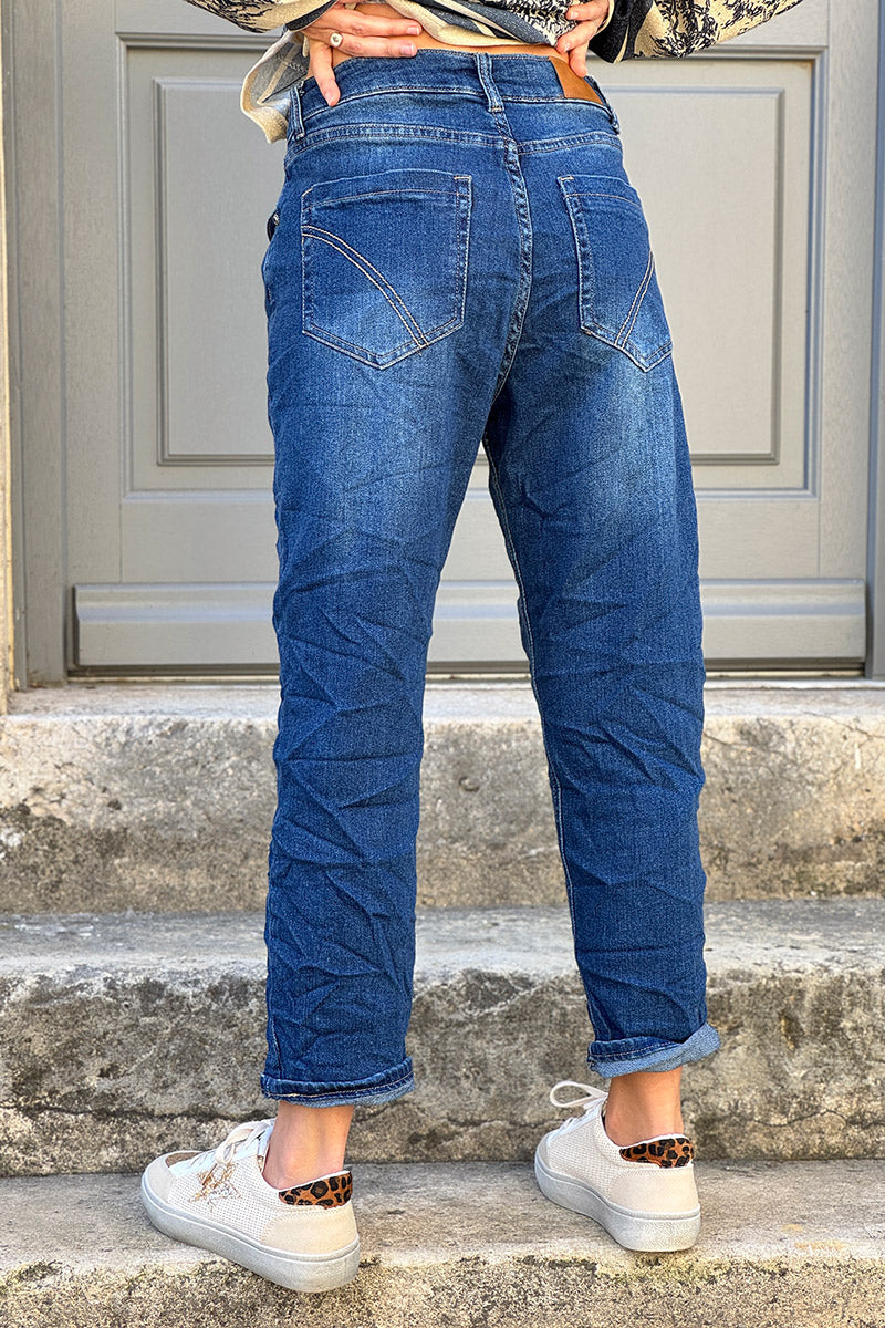 Medium Wash Antique Jewel Button-Fly Jeans