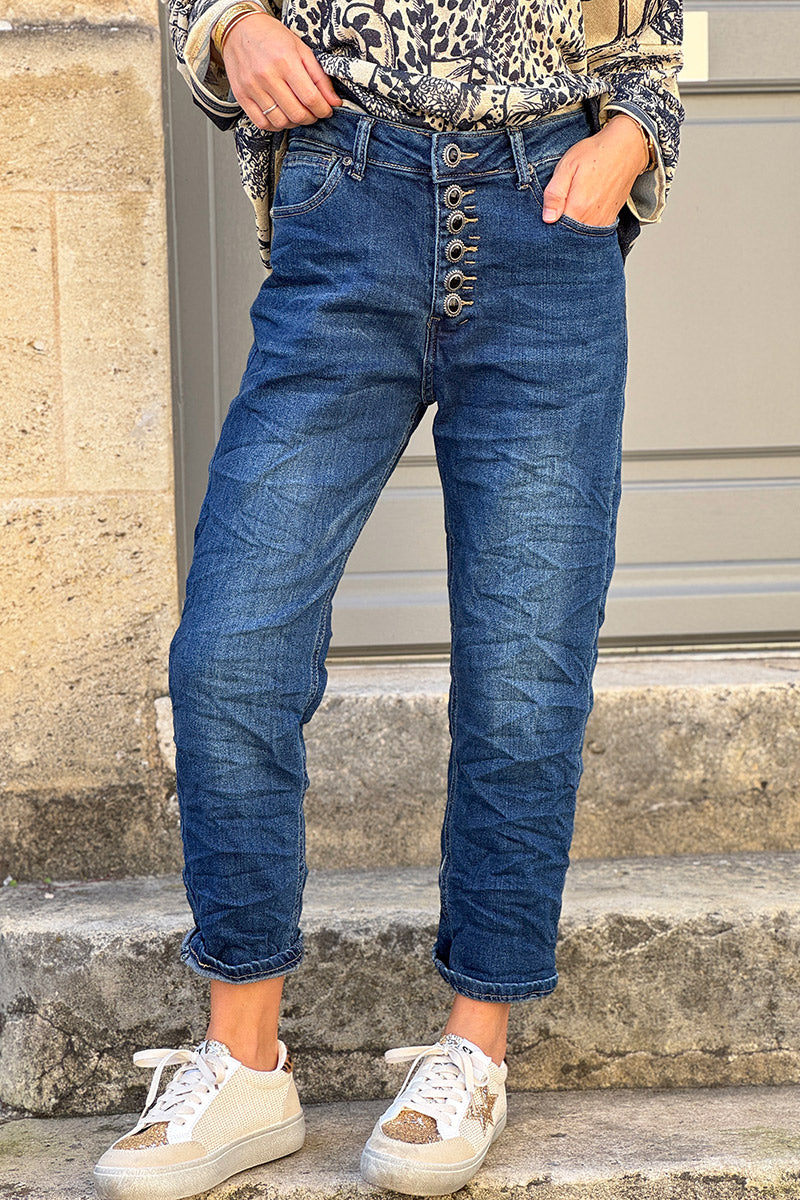 Medium Wash Antique Jewel Button-Fly Jeans