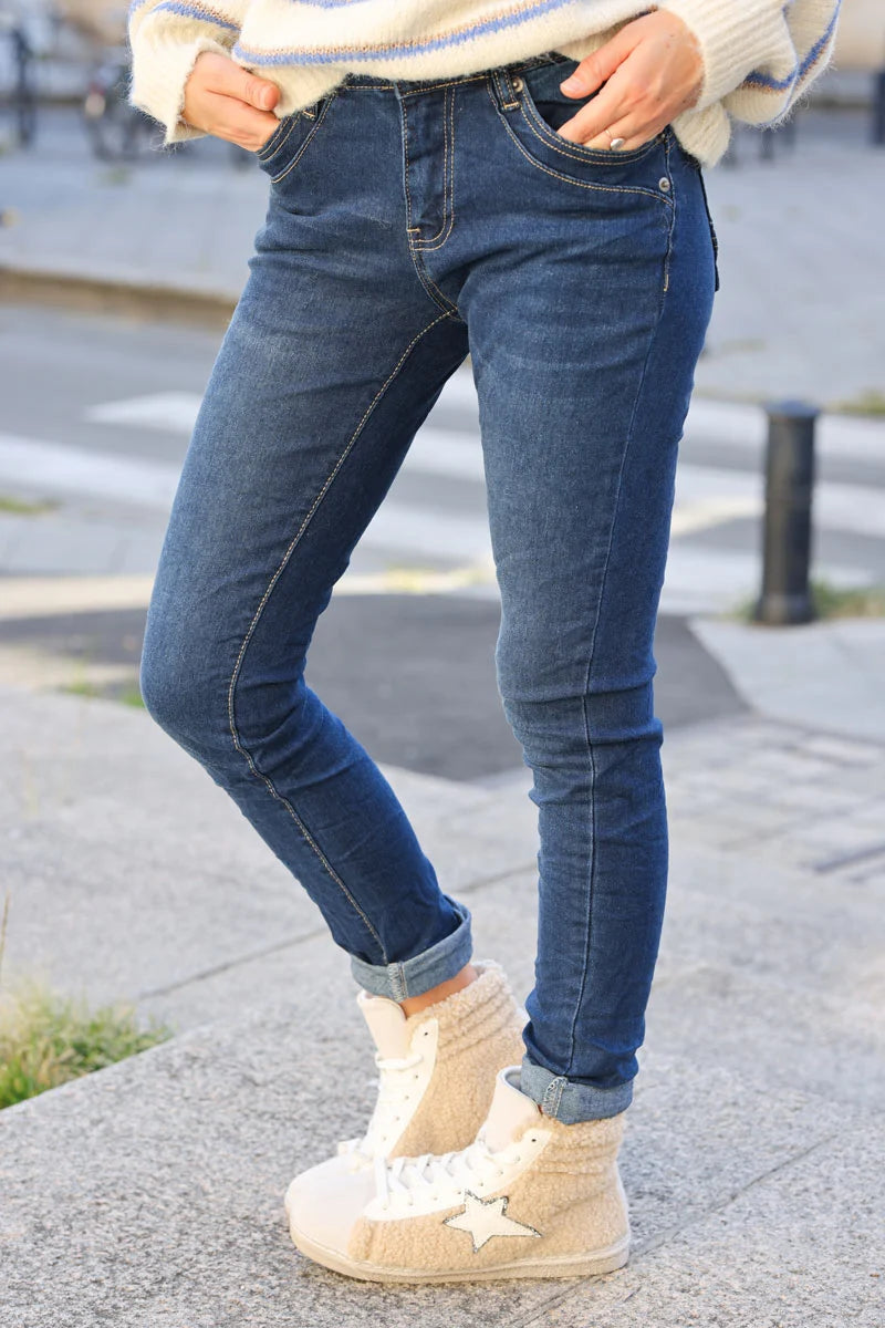 Jean délavé stretch coupe droite