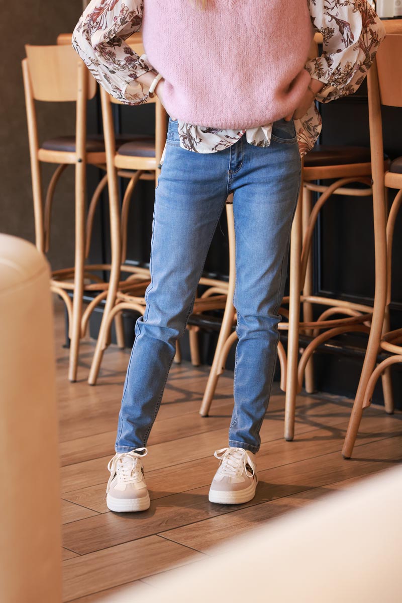 Medium Wash Embellished Pocket Skinny Jeans