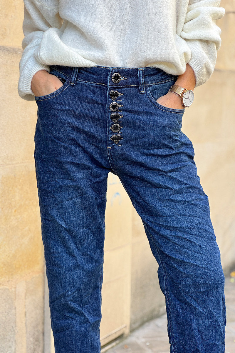 Jean droit 6 boutons originaux cœurs