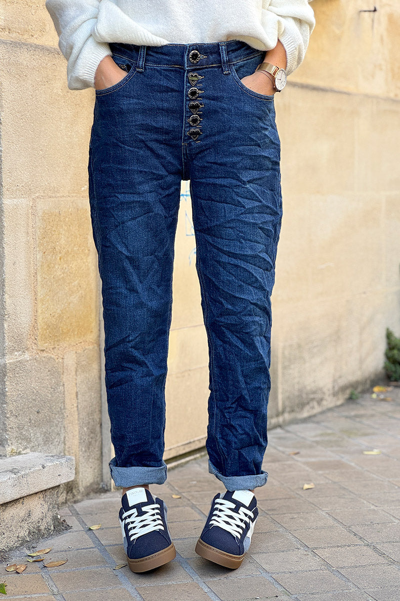 Jean droit 6 boutons originaux cœurs
