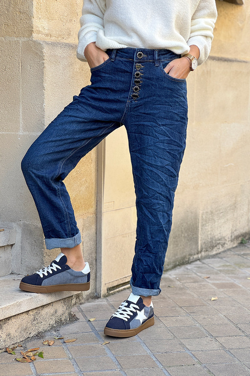 Jean droit 6 boutons originaux cœurs