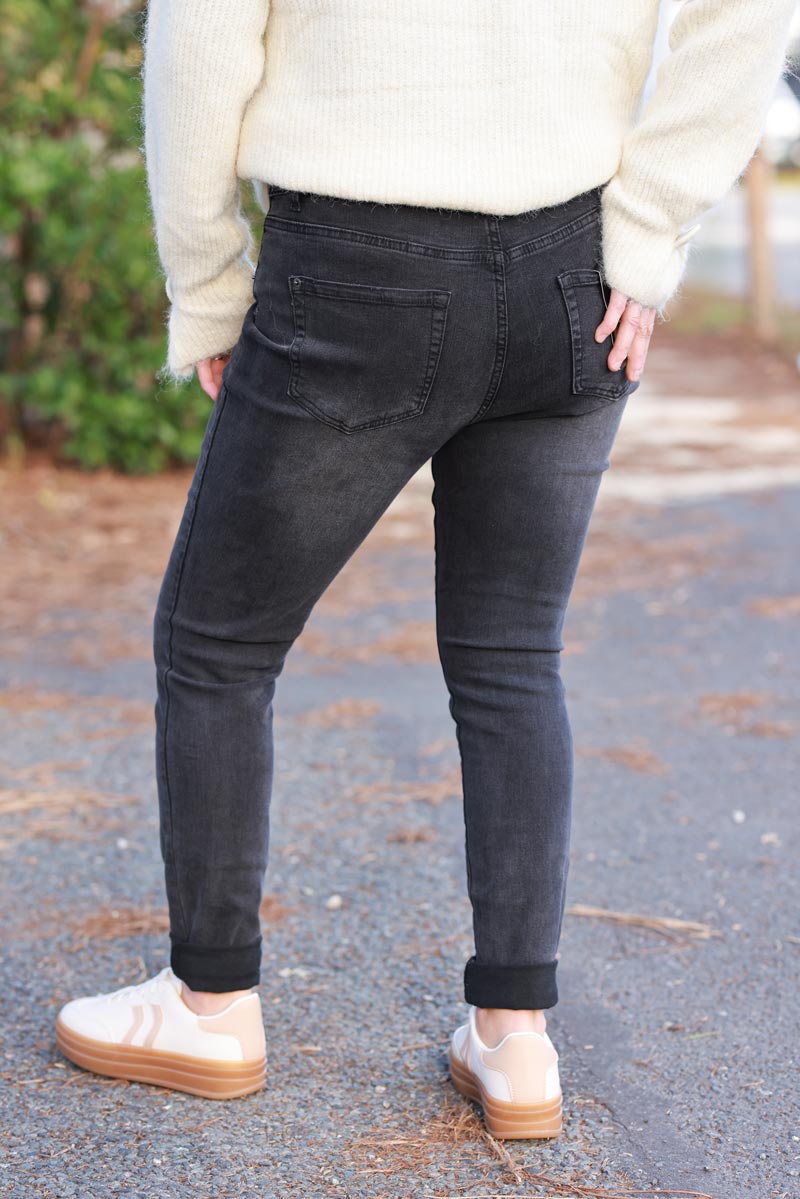 Indigo Wash Pull-On Stretch Denim Jeans