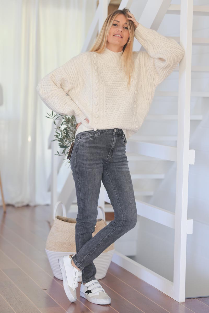 Dark Gray Washed High Waist Skinny Jeans