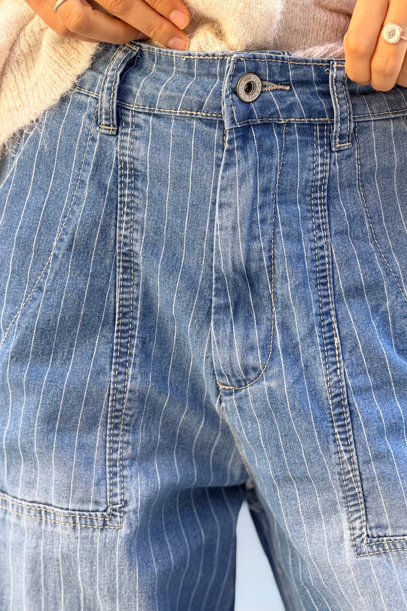 Chambray Pinstripe Conductor Jeans