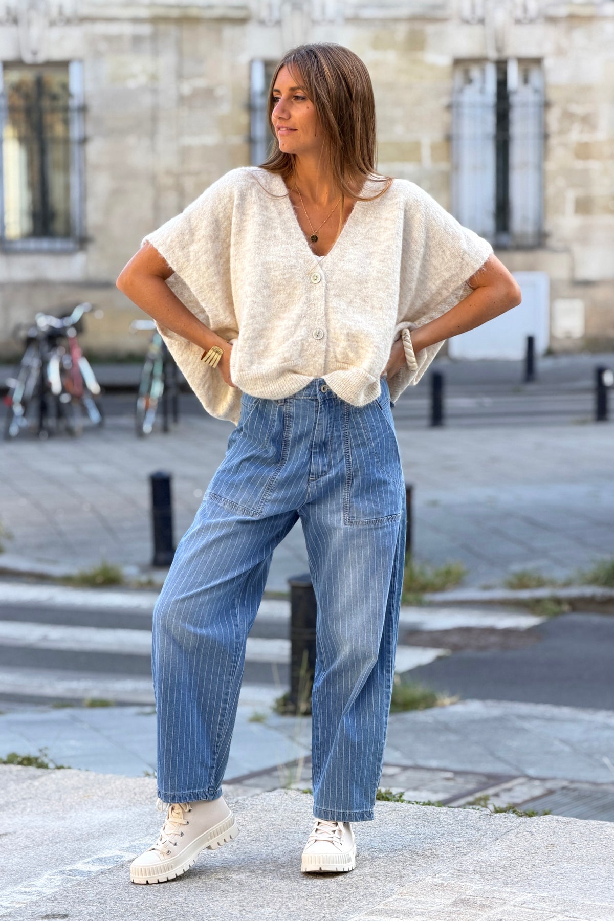 Chambray Pinstripe Conductor Jeans