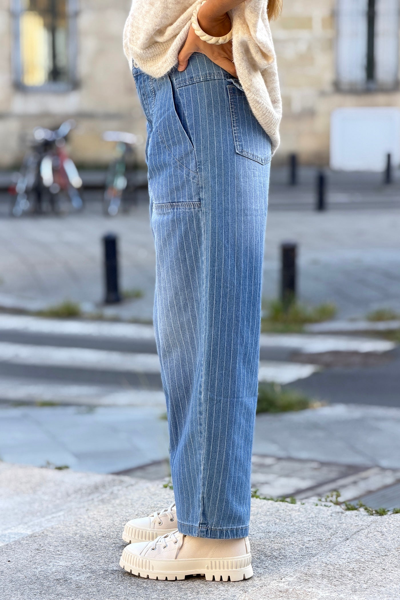 Chambray Pinstripe Conductor Jeans