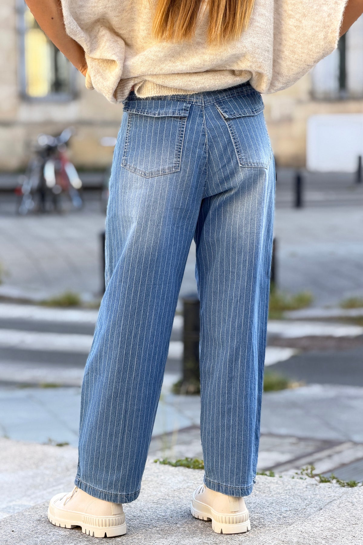 Chambray Pinstripe Conductor Jeans