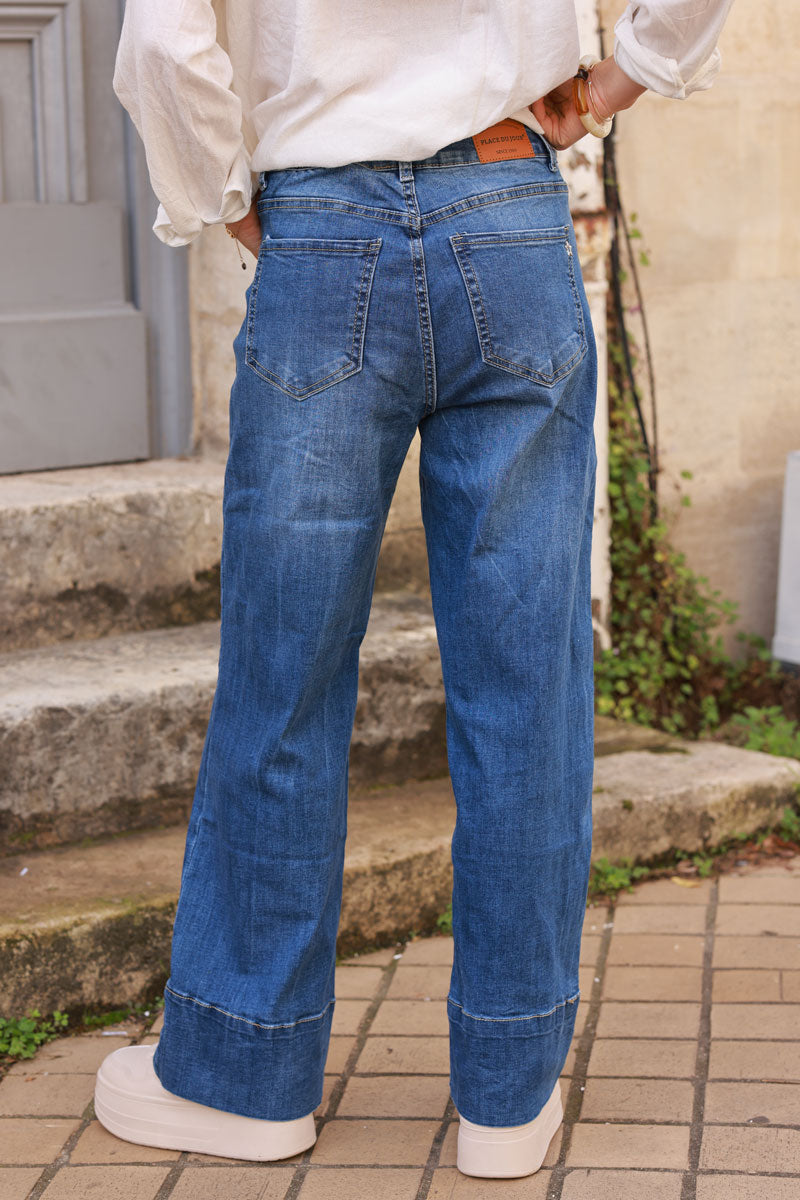 Wide-Leg Wide Cuff Jeans