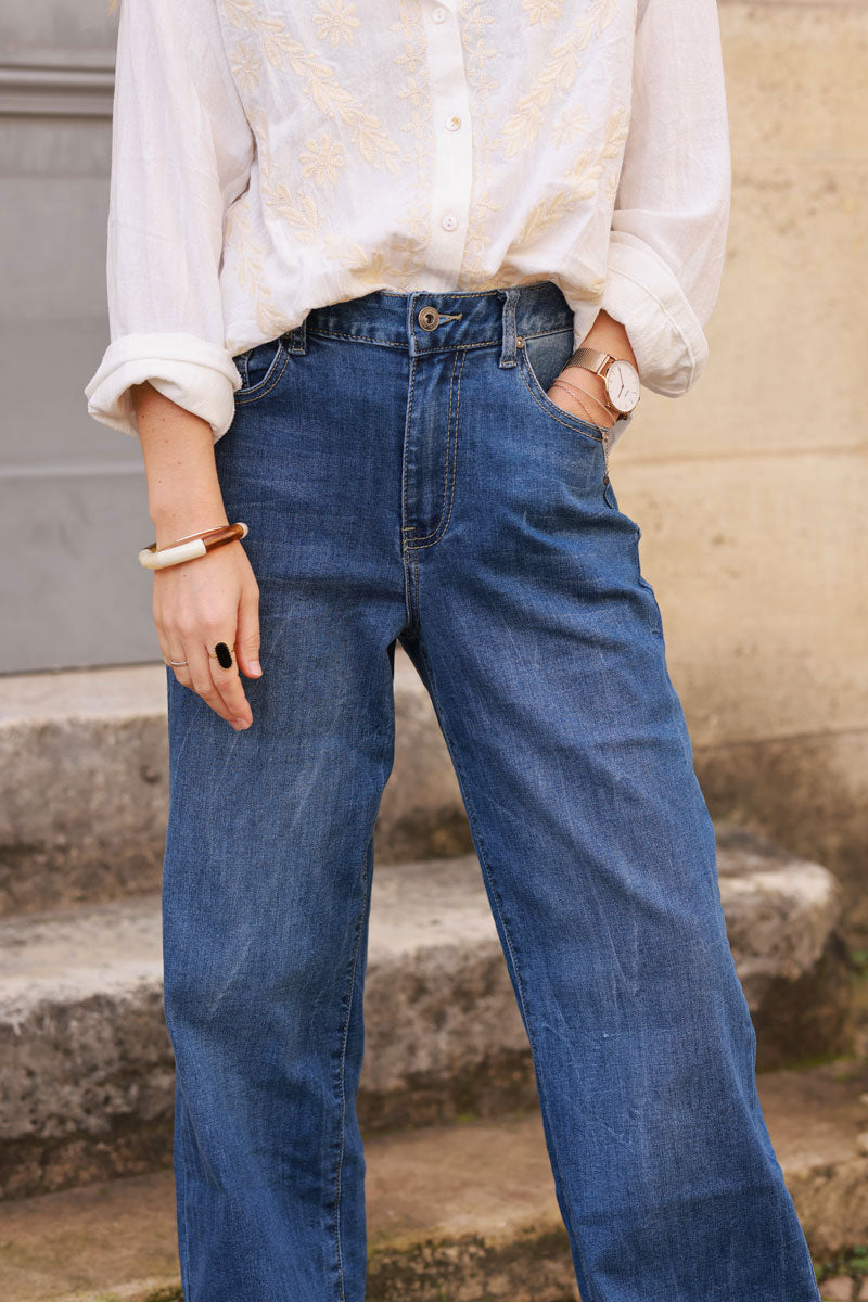 Wide-Leg Wide Cuff Jeans