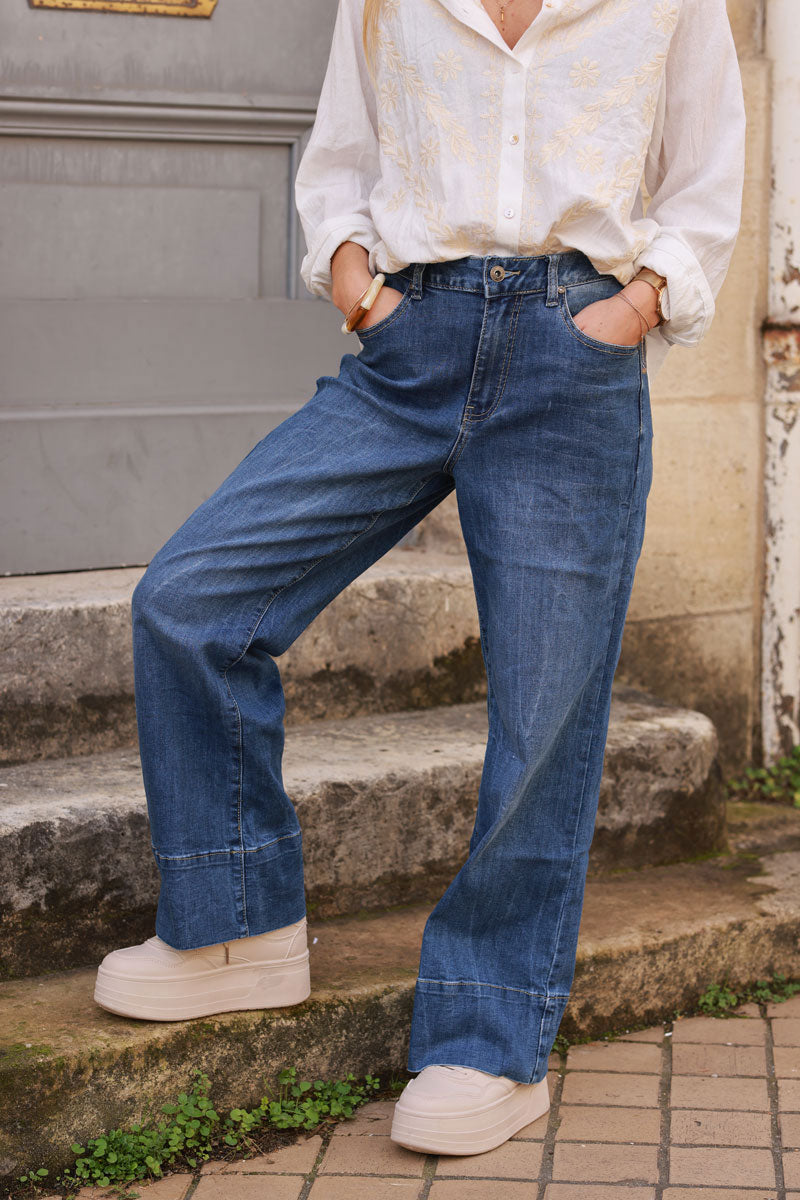 Wide-Leg Wide Cuff Jeans