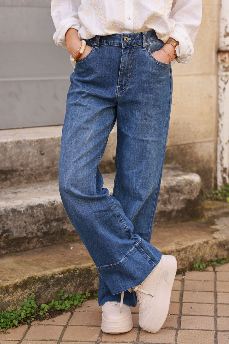 Wide-Leg Wide Cuff Jeans