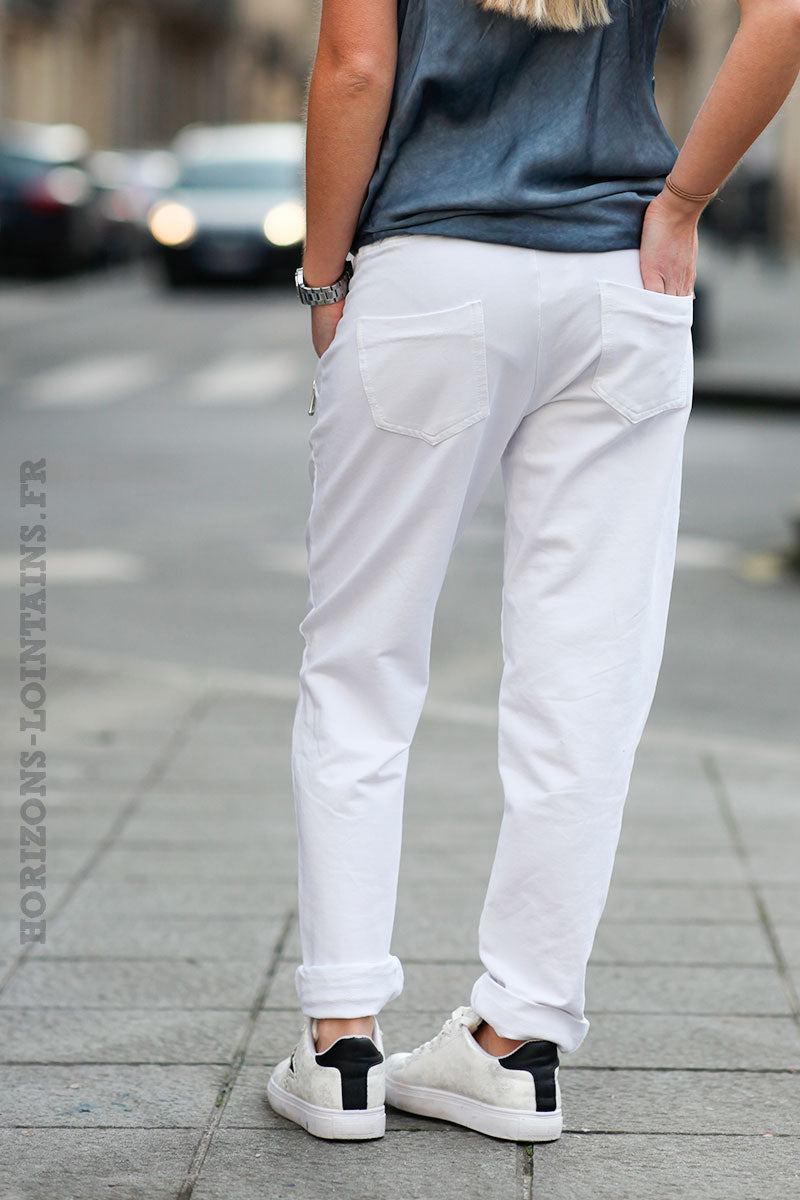 Jogging-blanc-ceinture-élastique-poches-zip-b053