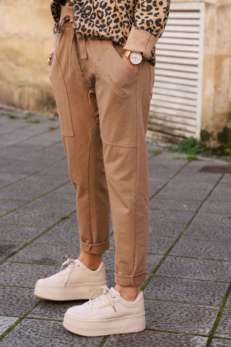 Urban light camel sweatpant with pockets