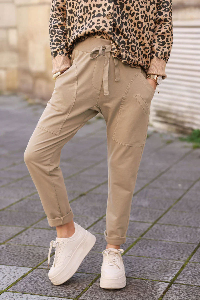 Urban light camel sweatpant with pockets
