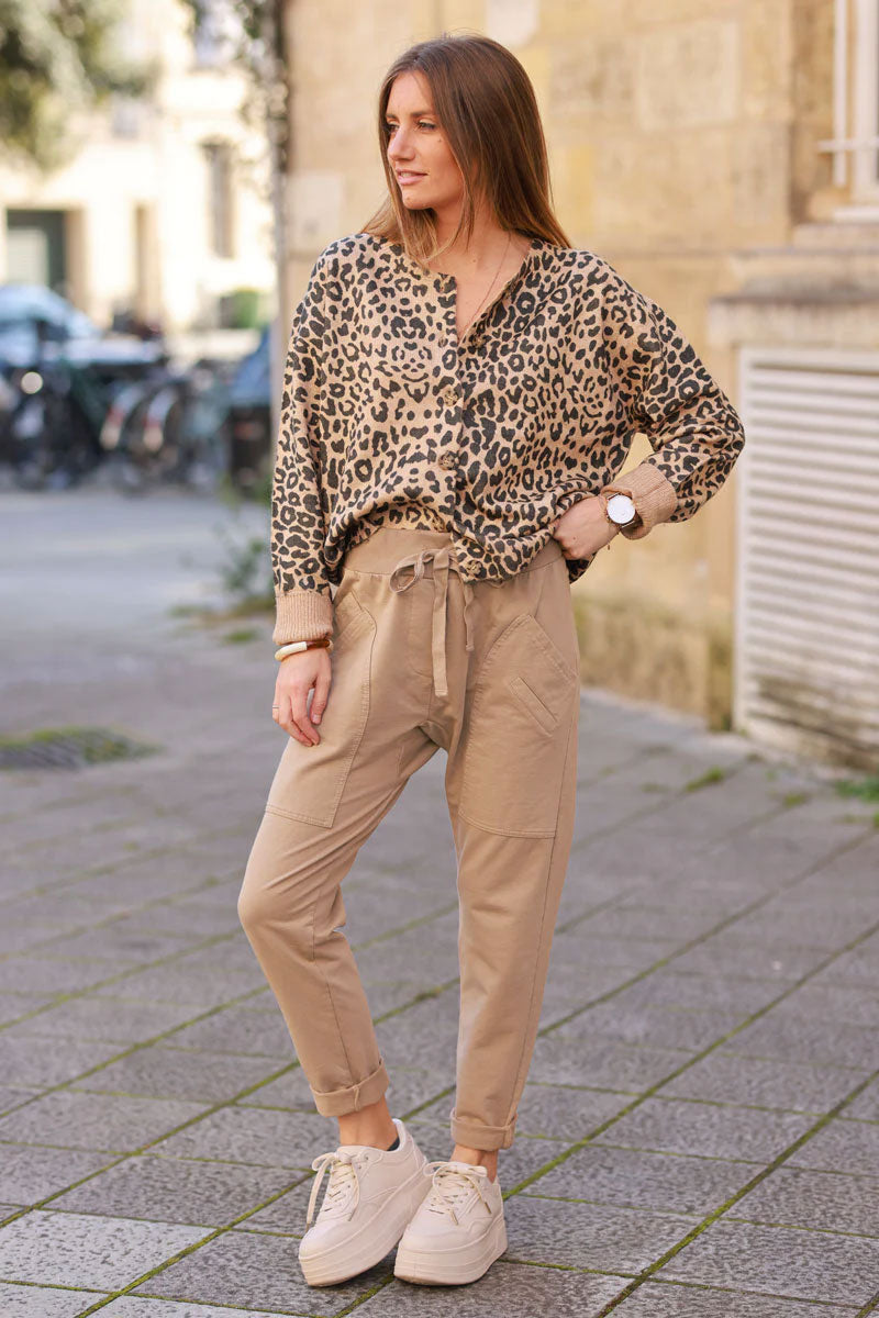 Pantalon de jogging camel clair urbain à poches