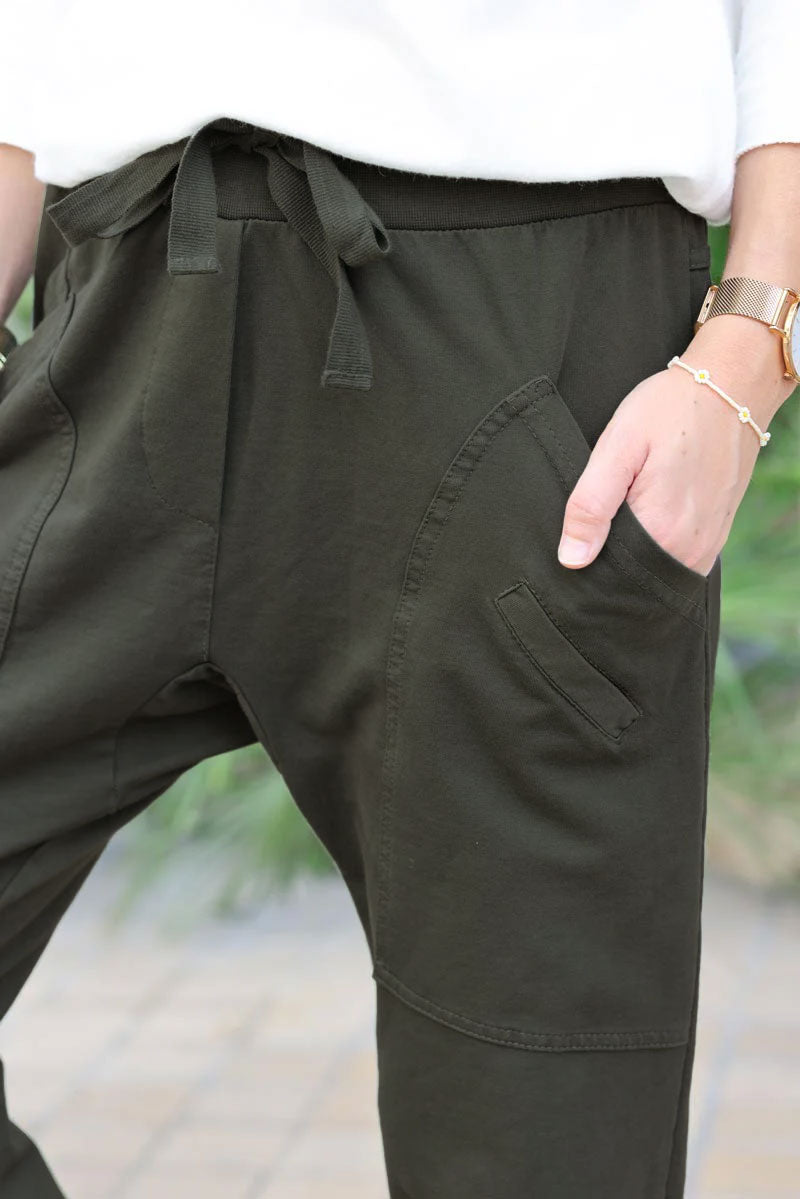 Pantalon de jogging urbain kaki foncé à poches