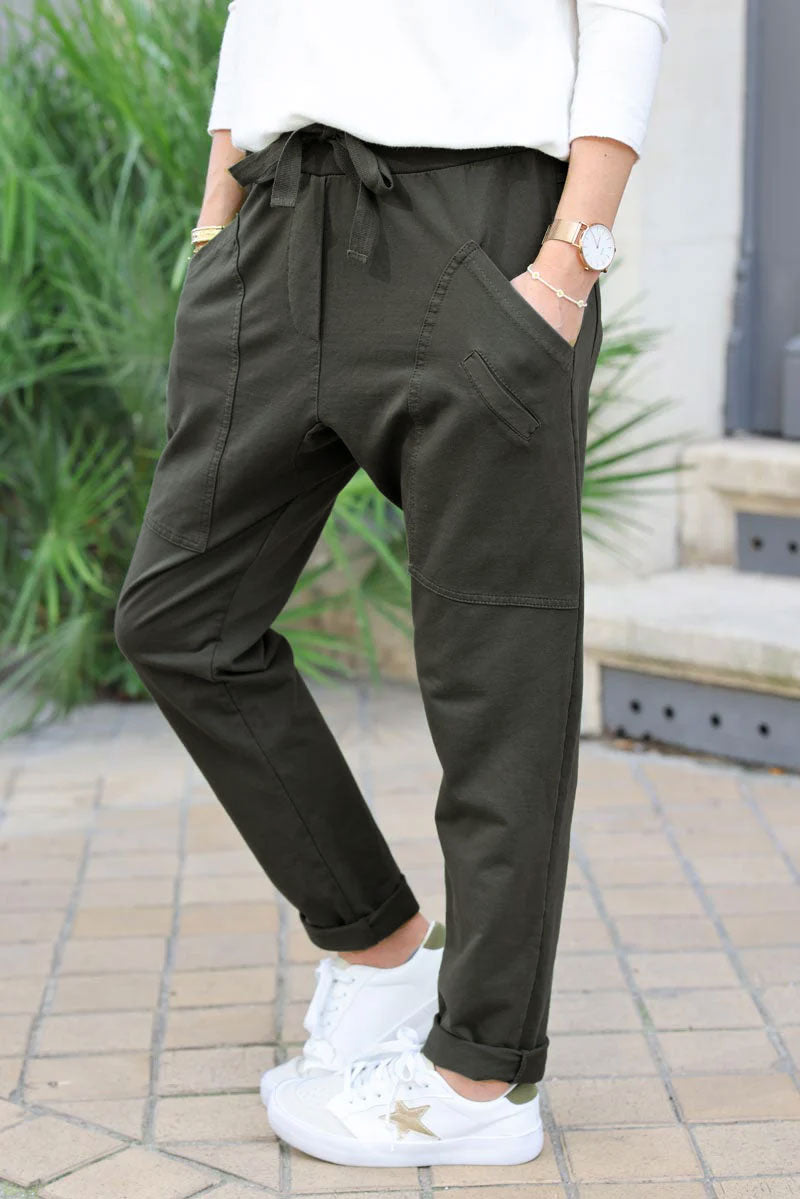 Pantalon de jogging urbain kaki foncé à poches