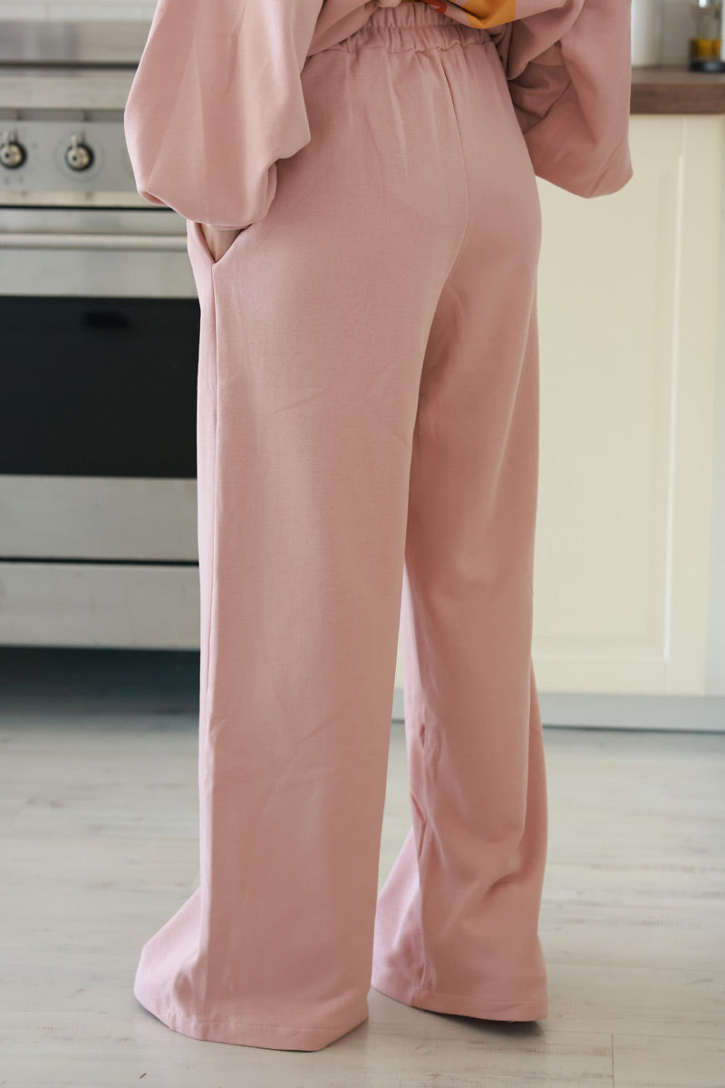 Powder Pink “Lemons” Knit Lounge Pants