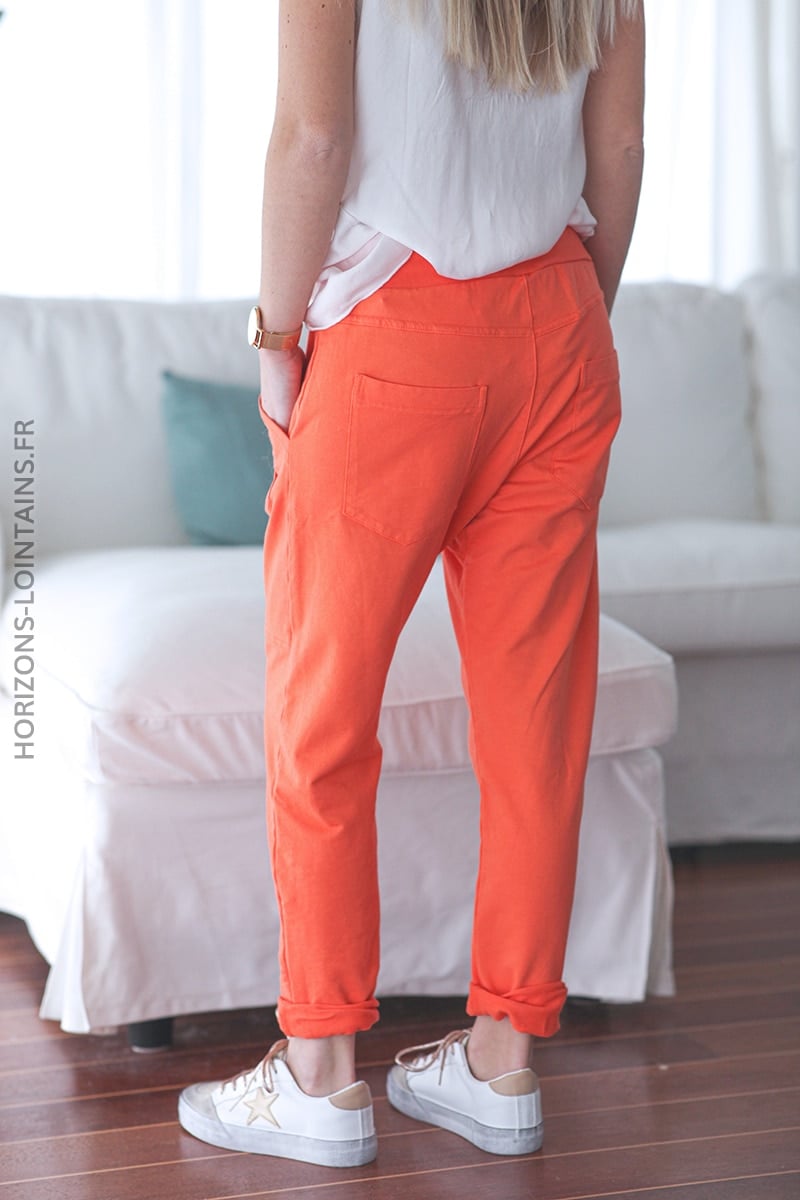Jogging urbain poches decontracte homewear orange (1)