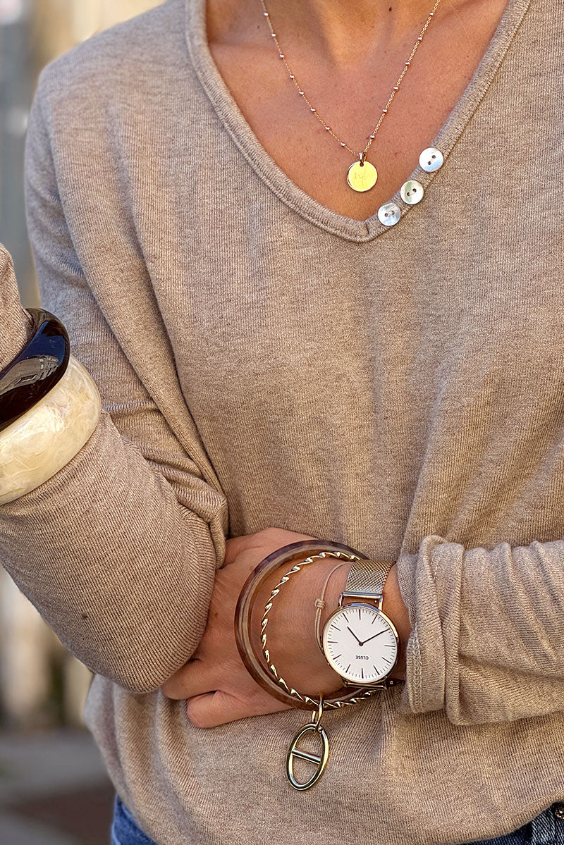 Golden Twist and Faux Tortoise Double Bangle 