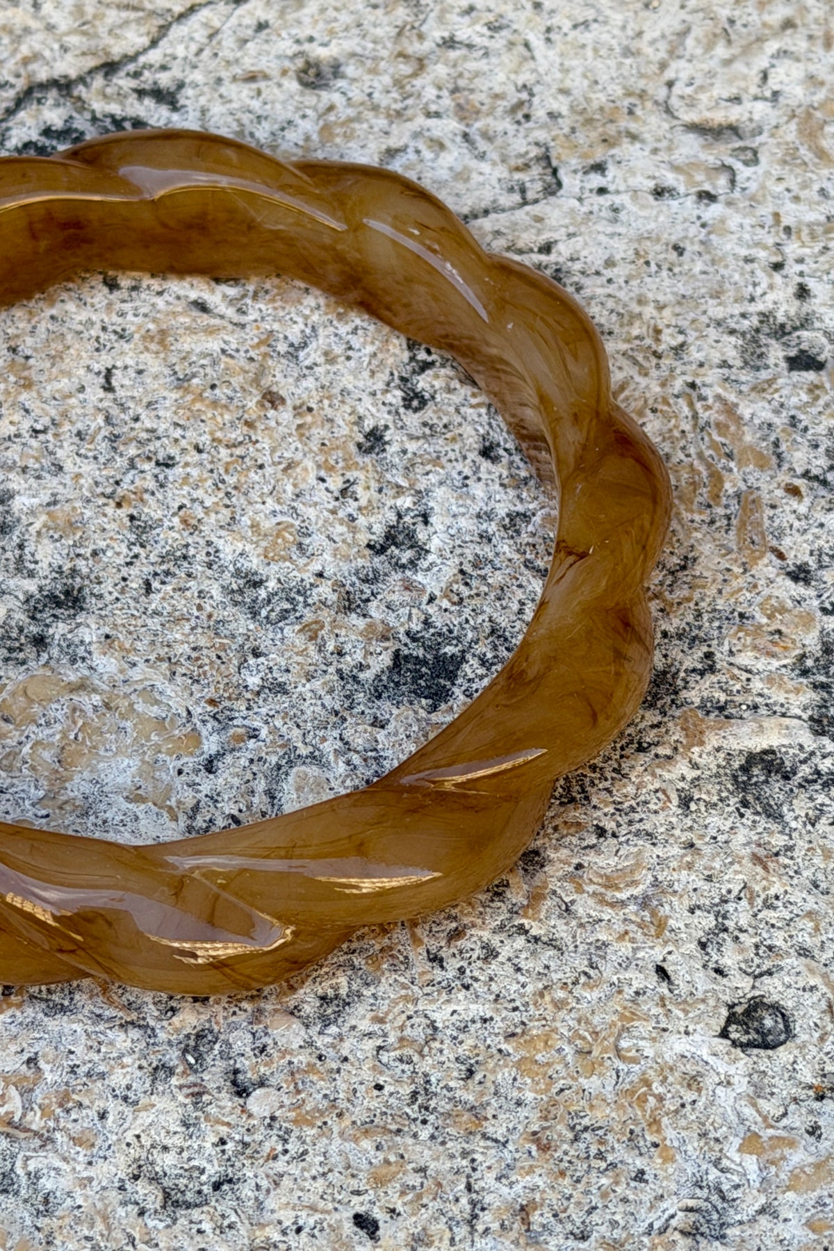Brown Tortoise Twisted Resin Bangle