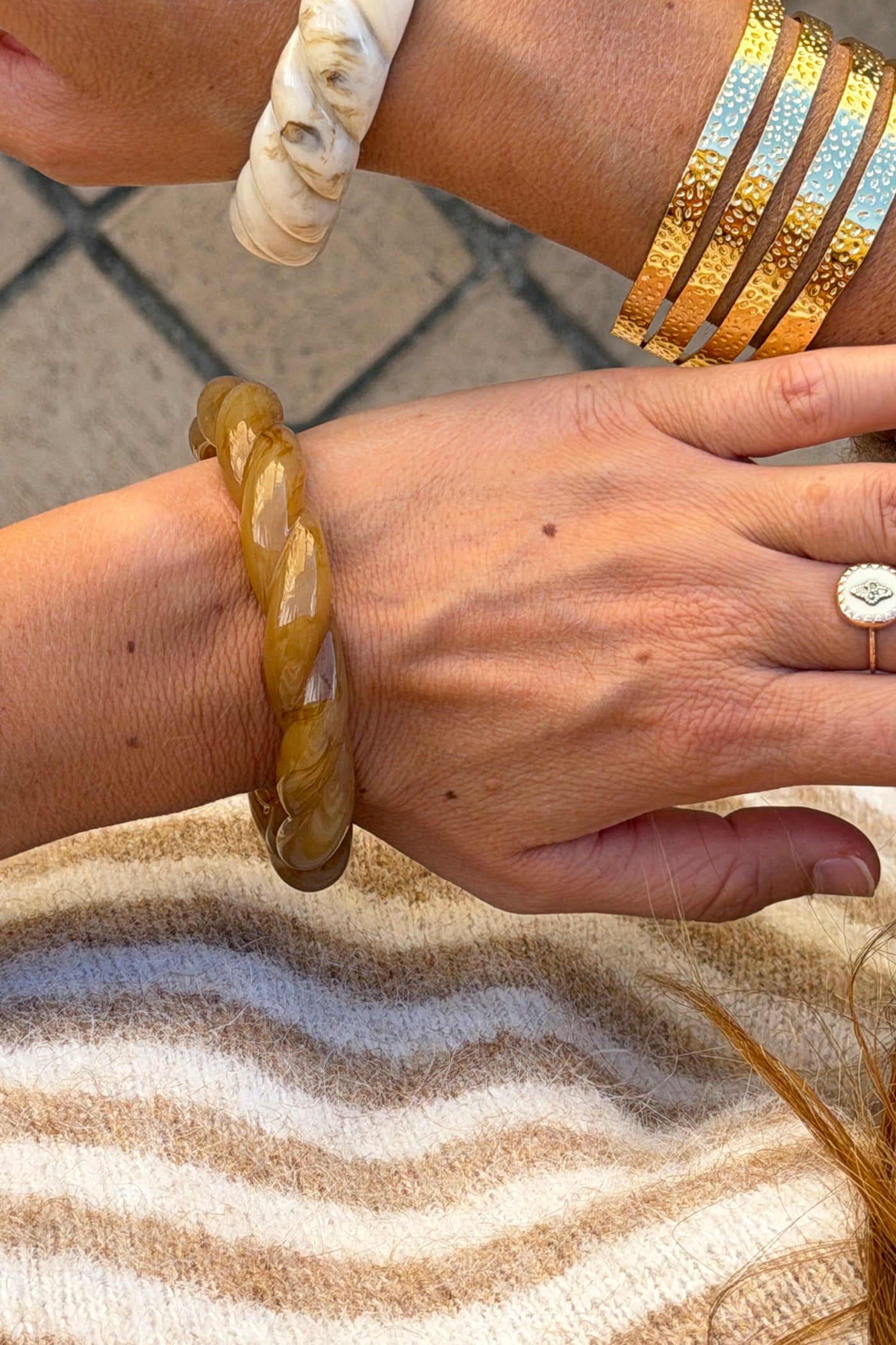 Brown Tortoise Twisted Resin Bangle